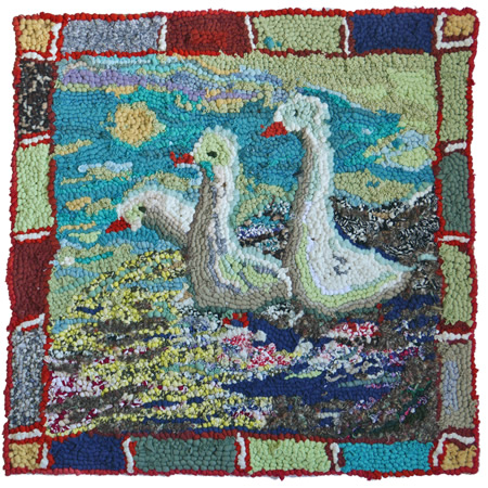 Three Geese Standing in Water